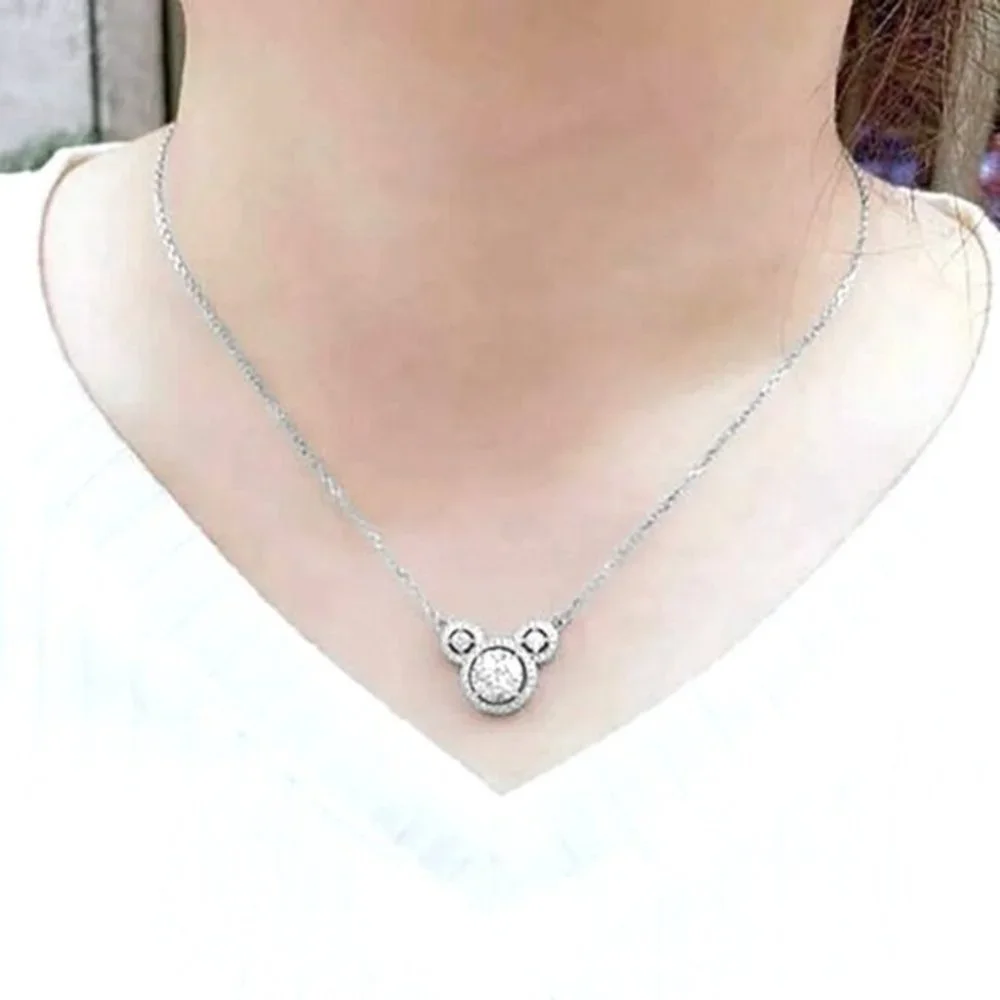 New 925 Silver CZ Mickey Necklace